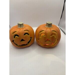 Seasonal Visions Battery Lighted Halloween 2 Laughing Pumpkin 5” 2008
